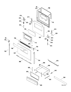 DOOR & DRAWER Diagram and Parts List for JCBS64WJ2WW  General Electric Range