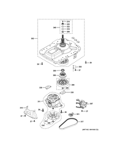 Motor And Drive Assembly Diagram and Parts List for GUD27EEPV0DG  General Electric Washer Dryer Combo