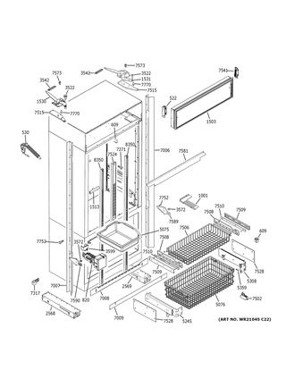 Freezer Section, Trim & Components Diagram and Parts List for ZIP360NNBII  General Electric Refrigerator