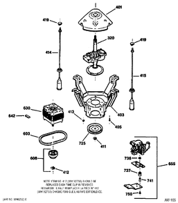 MECHANISM GROUP Diagram and Parts List for ZPSQ3120TAWW  General Electric Washer
