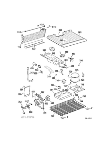 UNIT PARTS Diagram and Parts List for KTS18KBMFRWW  General Electric Refrigerator