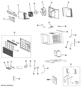 Room Air Conditioner Diagram and Parts List for AHE18DYH1  General Electric Air Conditioner
