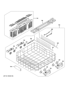 Lower Rack Assembly Diagram and Parts List for PDT755SYRBFS  General Electric Dishwasher