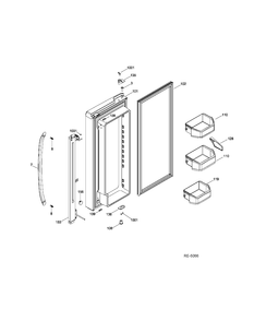 FF DOOR LEFT Diagram and Parts List for GFRS2KBYCSS  General Electric Refrigerator