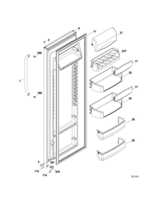 FF DOOR Diagram and Parts List for DSRS3KGXAFGS  General Electric Refrigerator
