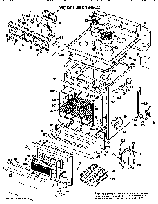 Main Body/cooktop/controls Diagram and Parts List for JBS16*J2  General Electric Range