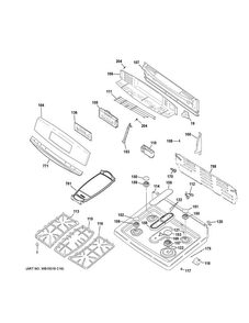 Control Panel & Cooktop Diagram and Parts List for JGB750EEF3ES  General Electric Range