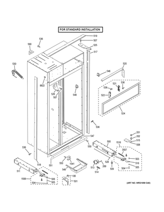 Case Parts - Standard Diagram and Parts List for ZIS420NKC  General Electric Refrigerator