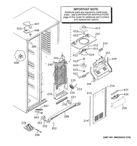 Freezer Section Diagram and Parts List for XSS25GSHMCSS  General Electric Refrigerator