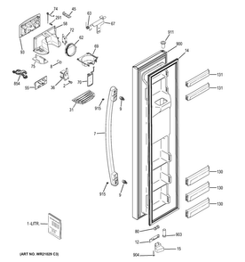 Freezer Door Diagram and Parts List for GZS22DMJBFES  General Electric Refrigerator