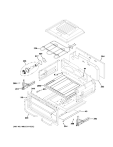 Upper Oven Diagram and Parts List for JGSS86SP3SS  General Electric Range