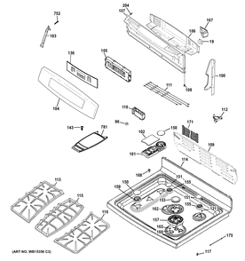 CONTROL PANEL & COOKTOP Diagram and Parts List for PGB945SEF3SS  General Electric Range