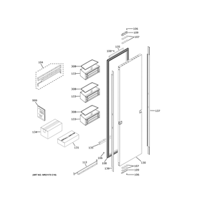 Door Diagram and Parts List for ZIF361NPRDII  General Electric Freezer