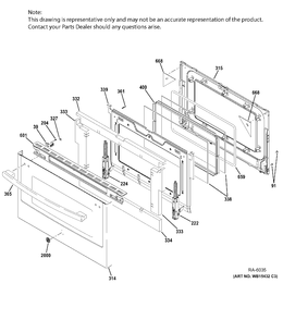 LOWER DOOR Diagram and Parts List for PCGB980ZEJ2SS  General Electric Range