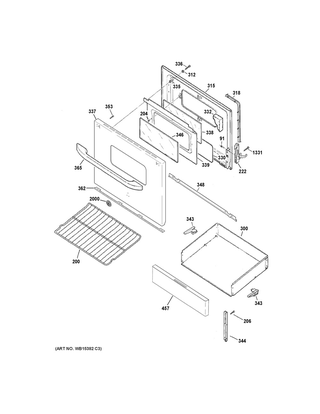 Door & Drawer Parts Diagram and Parts List for JBS160DM1WW  General Electric Range