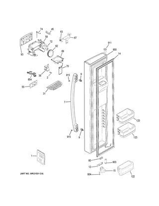 Freezer Door Diagram and Parts List for GSS23HGHKCWW  General Electric Refrigerator