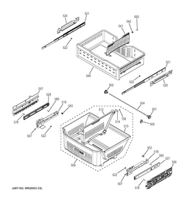 Freezer Shelves Diagram and Parts List for CYE22TSHBSS  General Electric Refrigerator