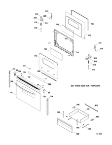 DOOR & DRAWER Diagram and Parts List for JCBP62DP1WW  General Electric Range