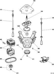 SUSPENSION, PUMP & DRIVE COMPONENTS Diagram and Parts List for WCCB2050T6AC  General Electric Washer