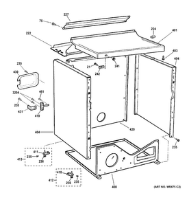 Cabinet & Top Panel Diagram and Parts List for DMCD330EJ2WC  General Electric Dryer