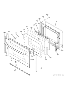 Lower Door Diagram and Parts List for JSS86SP8SS  General Electric Range