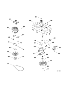 MOTOR & DRIVE COMPONENTS Diagram and Parts List for MHDSR165F00WW  General Electric Washer