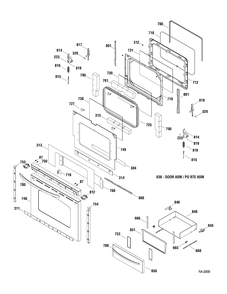 DOOR & DRAWER Diagram and Parts List for JCBP80SP1SS  General Electric Range