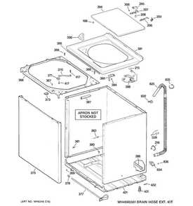 Cabinet, Cover & Front Panel Diagram and Parts List for GTAN5250D2WW  General Electric Washer