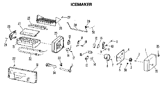 Ice Maker Diagram and Parts List for TBX25RLE  General Electric Refrigerator