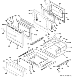 DOOR & DRAWER PARTS Diagram and Parts List for PGB940SEJ1SS  General Electric Range