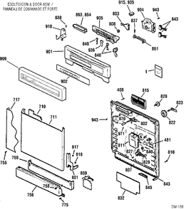 DOOR & ESCUTCHEON PARTS Diagram and Parts List for GSD4911X00SS  General Electric Dishwasher