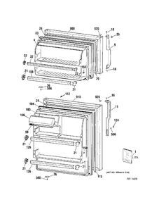 DOOR Diagram and Parts List for 38351HBMFRWW  General Electric Refrigerator