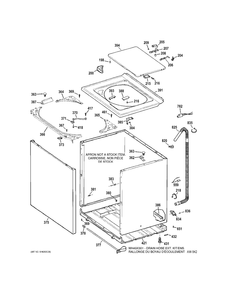 Cabinet Diagram and Parts List for GDWF800VWW  General Electric Washer