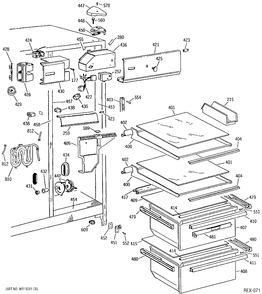 REFRIGERATOR SECTION Diagram and Parts List for TFX25JWYWAA  General Electric Refrigerator