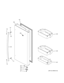 Fresh Food Door - Rh Diagram and Parts List for GFE26GGKEWW  General Electric Refrigerator