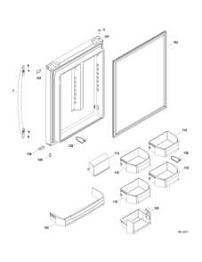 FF DOOR Diagram and Parts List for PDRS0MBYELSS  General Electric Refrigerator