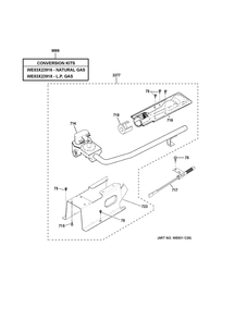 Gas Valve And Burner Assembly Diagram and Parts List for ETD48GASW0WB  General Electric Dryer
