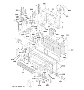 Motor & Chassis Parts Diagram and Parts List for AZ61H12DABW2  General Electric Air Conditioner