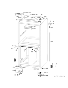 Case Parts Diagram and Parts List for PAE28BYTBFS  General Electric Refrigerator
