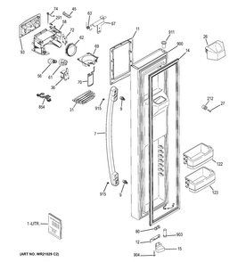 Freezer Door Diagram and Parts List for GZS23HSEDFSS  General Electric Refrigerator