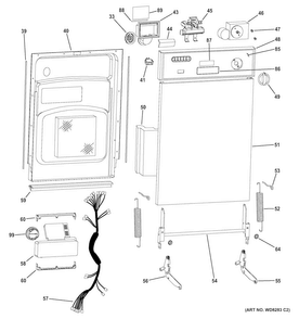 Escutcheon & Door Assembly Diagram and Parts List for GSM1860F00SS  General Electric Dishwasher