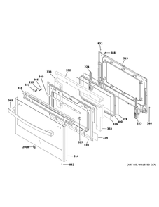 Lower Door Diagram and Parts List for JGSS86SP3SS  General Electric Range