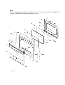 DOOR PARTS Diagram and Parts List for PC2S910SEF4SS  General Electric Range