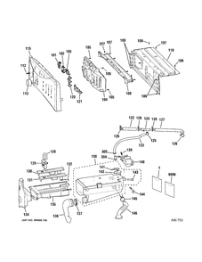 CONTROL & DISPENSER Diagram and Parts List for GCVH6400J2WW  General Electric Washer