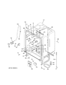 Body Parts Diagram and Parts List for GLD5900N10WW  General Electric Dishwasher