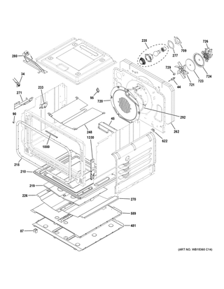 Lower Oven Diagram and Parts List for CGS750P2M1S1  General Electric Range