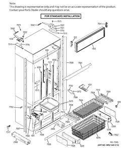CABINET STANDARD Diagram and Parts List for ZIP360NHB  General Electric Refrigerator