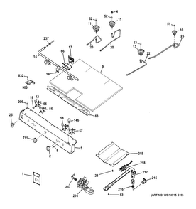 Gas & Burner Parts Diagram and Parts List for RGB526DEH1BB  Hotpoint Range