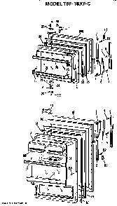 Doors Diagram and Parts List for TBF15XFC  General Electric Refrigerator