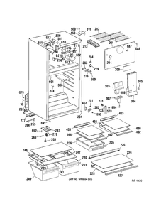 CABINET Diagram and Parts List for 38351HBMFRWW  General Electric Refrigerator